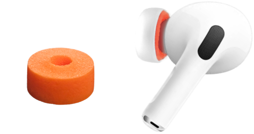 Ear Biscuit fitted around an earbud to improve fit and stability